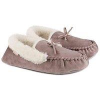 Totes Velour Moccasin Slippers - Mink