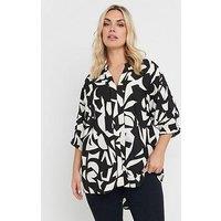 Yours Curve Centre Front Detail Shirt - Black