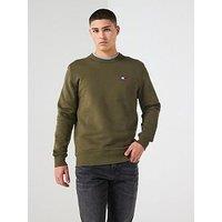 Tommy Jeans Regular Fit Left Chest Badge Crew Neck Sweatshirt - Green