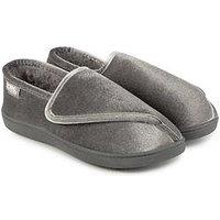 Totes Isotoner Sparkle Velour Slippers With Velcro Tab - Grey