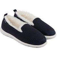 Totes Isotoner Isoflex Waffle Full Back Slippers - Navy