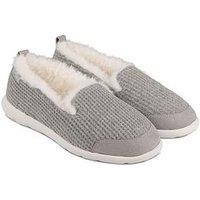 Totes Isotoner Isoflex Waffle Full Back Slippers - Grey