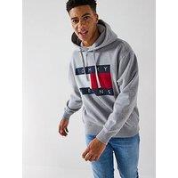 Tommy Jeans Melange Large Chest Flag Hoodie - Grey
