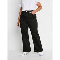 Yours Curve Wide Leg Jeans - Black