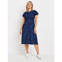 M&Co Short Sleeve Twist Front Dress - Black/Blue