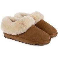 Totes Isotoner Real Suede Bootie W/Fur Cuff Slippers - Tan