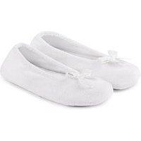 Totes Isotoner Terry Ballerina Slippers - White