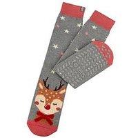 Totes Original Reindeer Slipper Socks - Reindeer Print