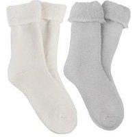 Totes 2Pack Brushed Bed Socks - Grey