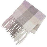 Totes Chunky Check Woven Blanket Scarf - Lilac/Cream