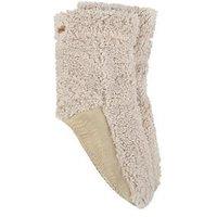 Totes Textured Faux Fur Slipper Sock Booties - Cream