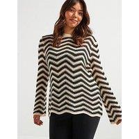 V By Very Curve Chevron Fluted Sleeve Jumper - Black