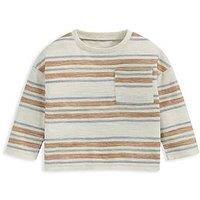 Mamas & Papas Baby Boys Stripe Textured Long Sleeved Tshirt - Cream