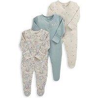 Mamas & Papas Baby Girls 3 Pack Ditsy Flower Sleepsuits - Multi