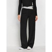 Long Tall Sally Contrast Waist Trouser 36" - Black