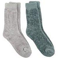Totes 2Pack Chenille Supersoft Slipper Socks - Sage/Grey