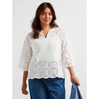 V By Very Curve Embroidered Blouse - Cream