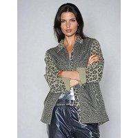 Religion Energy Leopard Print Shirt Jacket - Khaki