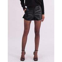 Religion Orbit Faux Leather Shorts - Black