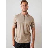Calvin Klein Smooth Zip Liquid Touch Cotton Polo Shirt - Khaki