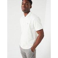 Calvin Klein Jeans Left Chest Woven Label Polo Shirt - Off White