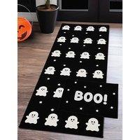 Halloween Ghost Boo Runner And Doormat Set - Black/White