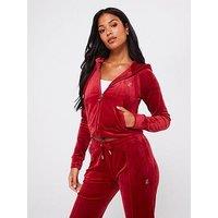 Juicy Couture Madison Diamante Logo Velour Hoodie - Red