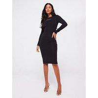 Juicy Couture Dizzie Diamante Logo Jersey Midi Dress - Black