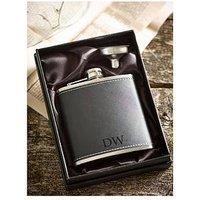 Love Abode Personalised Pu Finish Black Hip Flask