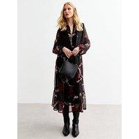 New Look Red Floral Chiffon Midi Dress - Print