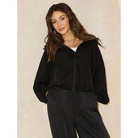 Michelle Keegan Drawstring Waist Cropped Jacket - Black