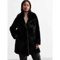 New Look Curves Faux Fur Coat - Black