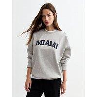 New Look Grey Marl Miami Crew Neck Sweatshirt