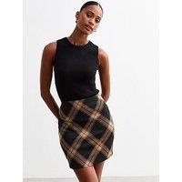 New Look Checked Mini Tube Skirt - Black
