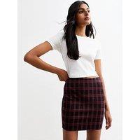 New Look Checked Mini Tube Skirt - Red