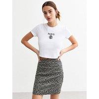 New Look Black Leopard Tube Mini Skirt - Print