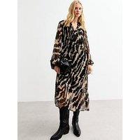 New Look Off White Zebra Chiffon Midi Dress - Print