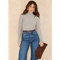 Michelle Keegan Long Sleeve Contrast Ribbed Top - Multi