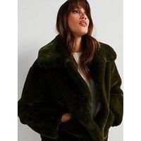 Jakke Traci Coat Forest Green Faux Fur Coat - Dark Green