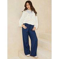 Michelle Keegan Pleated Wide Leg Trousers - Light Beige