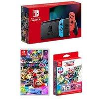 Nintendo Switch Neon Console With Mario Kart 8 Deluxe & Mario Kart 8 Del Booster Pass