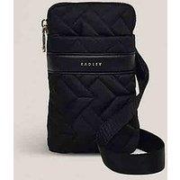 Radley Holland Park Quilted Medium Zip Around Phone Crossbody Bag -Black