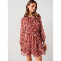 Mango Floral Ruffle Mini Dress - Red