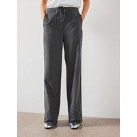 Mango Stripe Straight Trousers - Grey