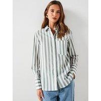 Mango Striped Shirt - Green