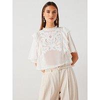 Mango High Neck Ruffle Blouse - White