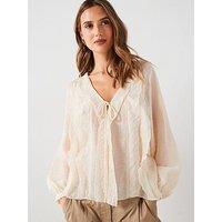 Mango Tie Ruffle Blouse - Cream