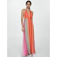 Mango Tie Neck Maxi Dress - Multi