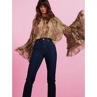 Mango Snake Print Ruffle Blouse - Brown/ Animal Print