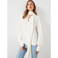 Mango Tie Neck Blouse - Cream